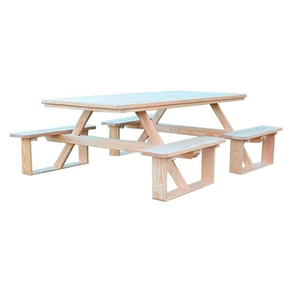 8 ft. Wooden Rectangular Walk-In Picnic Table - 295 lbs.