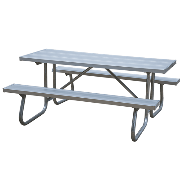 Aluminum Picnic Table 8 Ft. Rectangular with 2 3/8 In. Galvanized Steel