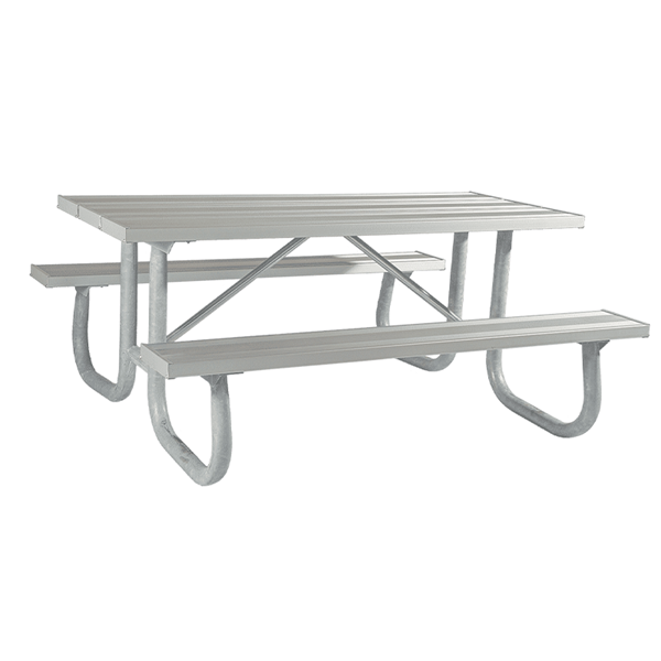 Aluminum Picnic Table 8 Ft. Rectangular with 2 3/8 In. Galvanized Steel