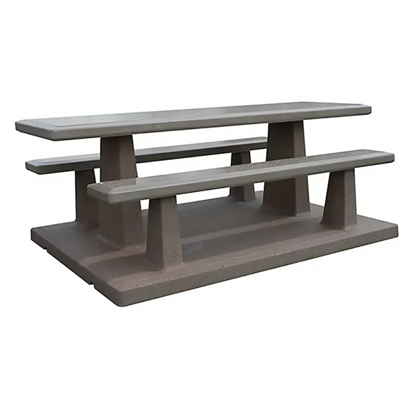 102" Rectangular Concrete Picnic Table with Attached Benches, 3500 Lbs.