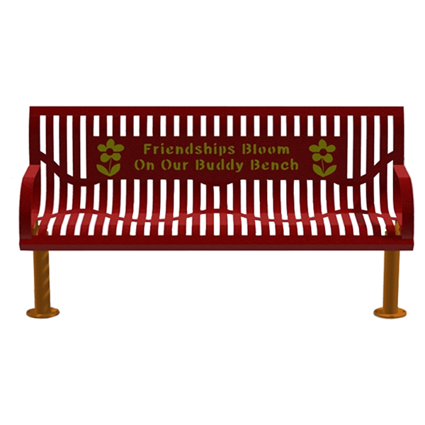 6 Ft. Buddy Bench With Back, Wingline Ribbed Steel, 121 Lbs.