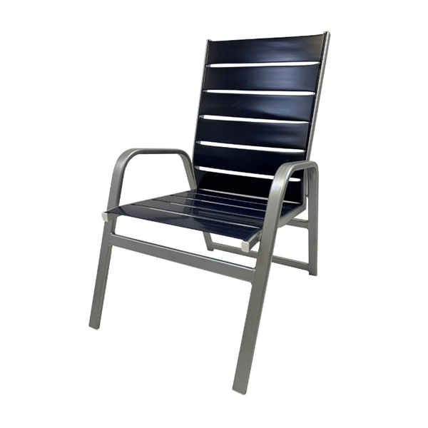 Destin Armchair Commercial Vinyl Strap with Stackable Powder-Coated Aluminum Frame - 9 lbs.
