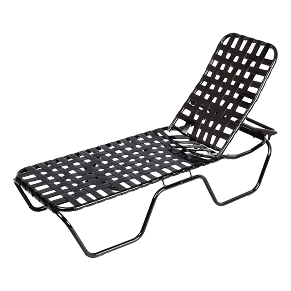 Daytona Cross Weave Vinyl Strap Commercial Chaise Lounge with Stackable Powder-Coated Aluminum Frame