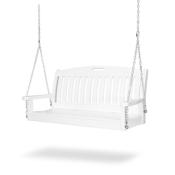 Polywood Nautical 48 In. Porch Swing Recycled Plastic, Includes Swing Chain Kit