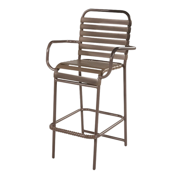 Neptune Poolside Bar Stool with Arms, Vinyl Straps with Aluminum Frame Neptune Poolside Bar Stool with Arms, Vinyl Straps with Aluminum Frame