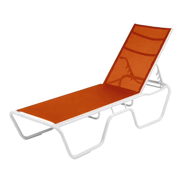 Neptune Senior Height Armless Sling Chaise Lounge with Aluminum Frame