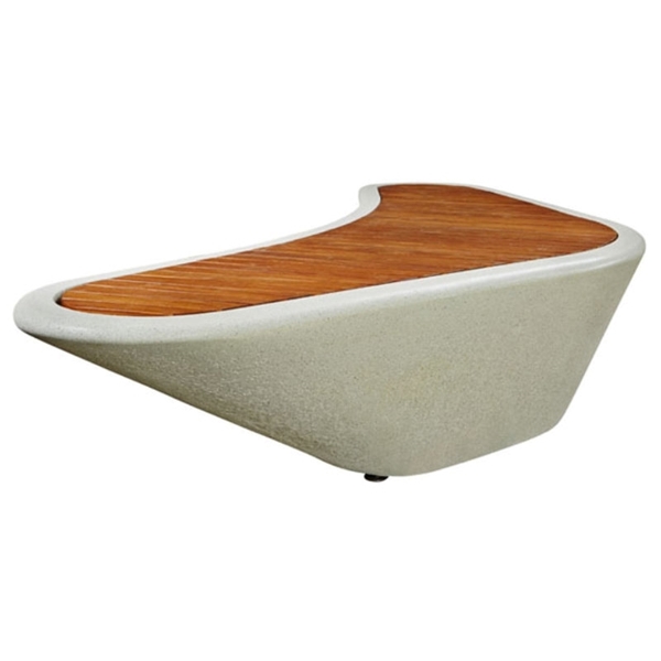 Concrete Collaboration Bench with Reinforced Frame and Wooden Top - 1950 lbs.
