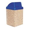  53 Gallon Concrete Trash Receptacle - Blue Top