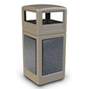 42 Gallon Stonetec Square Receptacle with Dome Top. Plastic with Stonetec Panel - Black w/ Sedona Panels