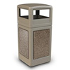 42 Gallon Stonetec Square Receptacle with Dome Top. Plastic with Stonetec Panel - Black w/ Sedona Panels