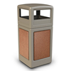 42 Gallon Stonetec Square Receptacle with Dome Top. Plastic with Stonetec Panel - Black w/ Sedona Panels