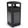 42 Gallon Stonetec Square Receptacle with Dome Top. Plastic with Stonetec Panel - Black w/ Sedona Panels