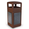 42 Gallon Stonetec Square Receptacle with Dome Top. Plastic with Stonetec Panel - Black w/ Sedona Panels