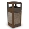 42 Gallon Stonetec Square Receptacle with Dome Top. Plastic with Stonetec Panel - Black w/ Sedona Panels