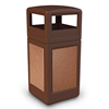 42 Gallon Stonetec Square Receptacle with Dome Top. Plastic with Stonetec Panel - Black w/ Sedona Panels