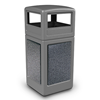 42 Gallon Stonetec Square Receptacle with Dome Top. Plastic with Stonetec Panel - Black w/ Sedona Panels