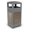 42 Gallon Stonetec Square Receptacle with Dome Top. Plastic with Stonetec Panel - Black w/ Sedona Panels