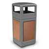 42 Gallon Stonetec Square Receptacle with Dome Top. Plastic with Stonetec Panel - Black w/ Sedona Panels
