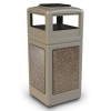 42 Gallon Plastic Trash Can with Stone Panels and Ash Top