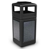 42 Gallon Plastic Trash Can with Stone Panels and Ash Top