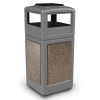 42 Gallon Plastic Trash Can with Stone Panels and Ash Top