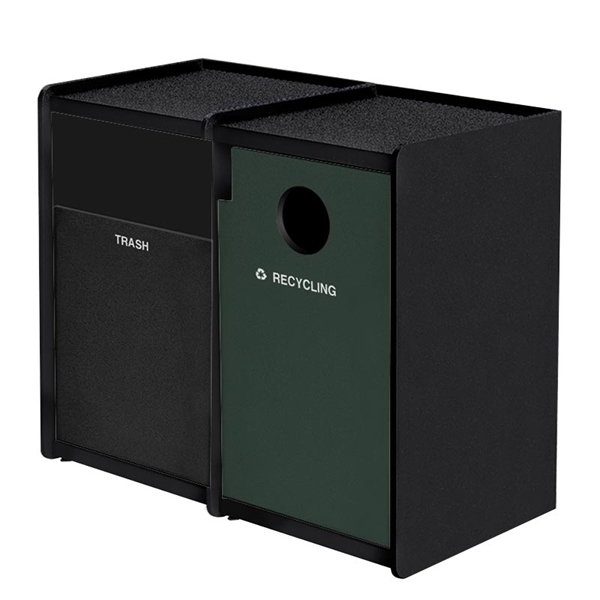Dual 32-Gallon Recycling and Trash Receptacle EarthCraft Series - 168 lbs.