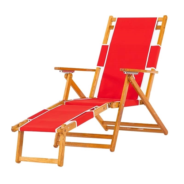 Oak Wood Beach Chair with Footrest