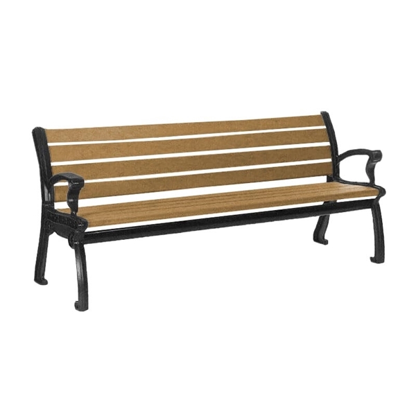 8 Ft. Recycled Plastic Bench with Cast Aluminum Frame, 213 Lbs.