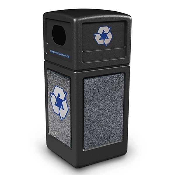 42 Gallon Plastic Recycling Receptacle with Stone Panels