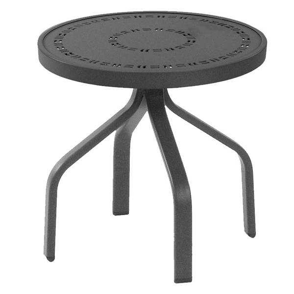 Round Pool and Patio Side Table 18" Round, Mayan Punched Aluminum