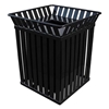 36 Gallon Square Steel Powder Coated Trash Receptacle with Flat Top and Liner