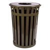 Oakley Standard Trash Receptacle Round 36 Gallon Powder Coated Steel With Flat Top, Portable