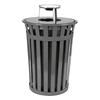 Trash Receptacle Round 36 Gallon Oakley Standard Powder Coated Steel With Ash Top, Portable