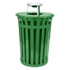 Trash Receptacle Round 36 Gallon Oakley Standard Powder Coated Steel With Ash Top, Portable