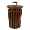 Trash Receptacle Round 36 Gallon Oakley Standard Powder Coated Steel With Ash Top, Portable