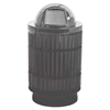 Trash Can, 40 Gallon Round Powder Coated Steel With Dome Top, Portable