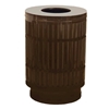 Trash Can, 40 Gallon Round Powder Coated Steel With Flat Top, Portable