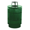Trash Can, 40 Gallon Round Powder Coated Steel With Ash Top, Portable 