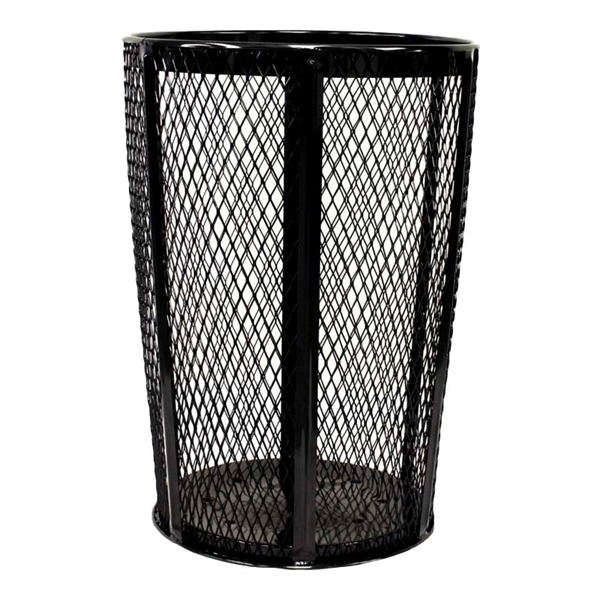Trash Can Expanded Metal Basket Round 48 Gallon Powder Coated Steel