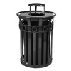 Trash Can, 36 Gallon Wydman Round Powder Coated Steel With Rain Cap Top, Portable