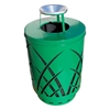 Trash Can, 40 Gallon Round Powder Coated Steel With Ash Top, Portable