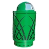 Trash Can, 40 Gallon Round Powder Coated Steel With Dome Top, Portable
