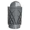 Trash Can, 40 Gallon Round Powder Coated Steel With Dome Top, Portable