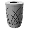 Trash Can, 40 Gallon Round Powder Coated Steel With Flat Top, Portable