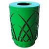 Trash Can, 40 Gallon Round Powder Coated Steel With Flat Top, Portable