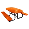 Picnic Table, Oval Perforated 72" Plastic Coated Metal with Powder Coated Steel Tube Frame