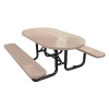 Picnic Table, Oval Perforated 72" Plastic Coated Metal with Powder Coated Steel Tube Frame