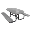 Picnic Table, Oval Perforated 72" Plastic Coated Metal with Powder Coated Steel Tube Frame