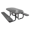 Picnic Table, Oval Perforated 72" Plastic Coated Metal with Powder Coated Steel Tube Frame