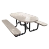 Picnic Table, Oval Perforated 72" Plastic Coated Metal with Powder Coated Steel Tube Frame